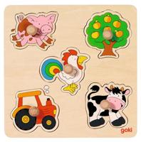 Goki houten noppenpuzzel boerderij - thumbnail