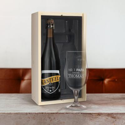 Bierpakket met gegraveerd glas - Kasteel Cuvée du Chateau