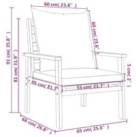 5-delige Loungeset met kussens massief acaciahout - thumbnail