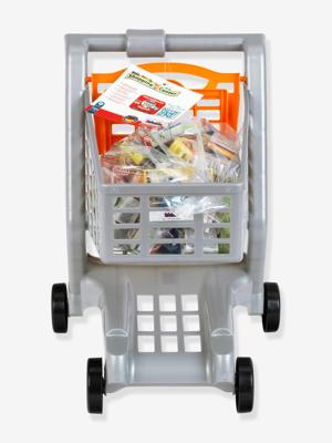 Supermarktkar en dozen met namaakvoedsel meerkleurig