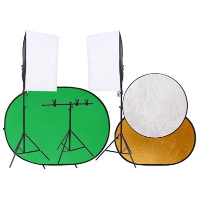 VidaXL Fotostudioset met lichtset, achtergrondscherm en reflector VidaXL Fotostudioset met lichtset, achtergrondscherm en reflector