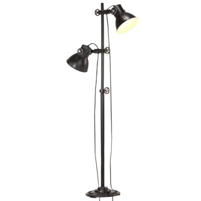 VidaXL Vloerlamp met 2 lampenkappen e27 gietijzer zwart