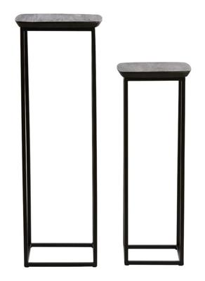 Light & Living Zuil 'Quenza' Acaciahout, Set van 2 stuks, kleur Zwart