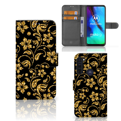 Motorola Moto G Pro Hoesje Gouden Bloemen