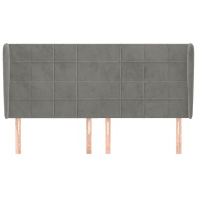 Hoofdbord met randen 163x23x118/128 cm fluweel lichtgrijs