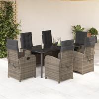 7-delige Tuinset met kussens poly rattan grijs - thumbnail