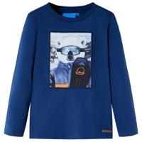 Kindershirt met lange mouwen berenprint 92 jeansblauw - thumbnail