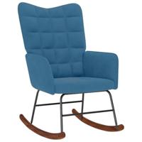 Schommelstoel met krukje fluweel blauw - thumbnail