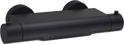 Saqu Essential waterfall thermostatische badkraan met watervaluitloop mat zwart