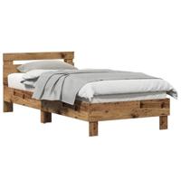 Bedframe met hoofdeinde Oud Hout 90 x 200 cm Bewerkt hout - thumbnail