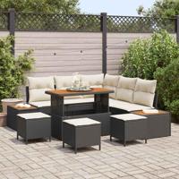 Tuinbankenset 9 pcs Zwart poly rattan - thumbnail