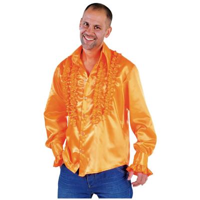 Blouse disco ruches populair oranje