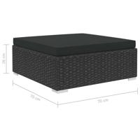 6-delige Loungeset met kussens poly rattan zwart - thumbnail