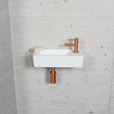 Fonteinset Mat Wit Wiesbaden Color Brons Koper (Kraangat Rechts)