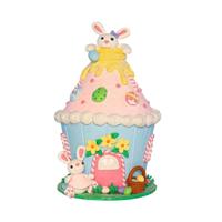 Paasei huisje met paashazen Draaiend met LED-verlichting Anna's Collection - Annas collection - thumbnail