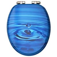 Toiletbril met soft-close deksel waterdruppel MDF blauw - thumbnail
