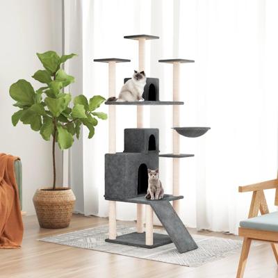 VidaXL Kattenmeubel met sisal krabpalen 175 cm donkergrijs