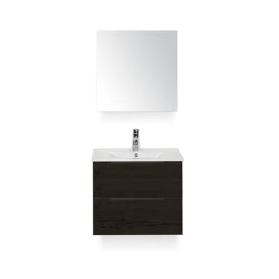 Seville Badmeubelset 60 cm - Black Oak Edge greep - Wastafel Enjoy - met Spiegelkast