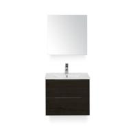 Seville Badmeubelset 60 cm - Black Oak Edge greep - Wastafel Enjoy - met Spiegelkast - thumbnail