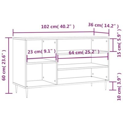 Schoenenkast 102x36x60 cm bewerkt hout betongrijs
