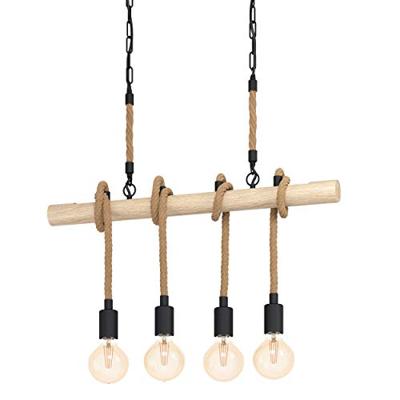 Eglo Landelijke hanglampYoungstown 4-lichts zwart met hout - 43318 - thumbnail
