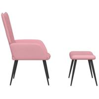 Relaxstoel met voetenbank fluweel roze - thumbnail