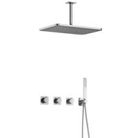 Hotbath Gal - GL106 - Inbouw Regendoucheset - Chroom - 2 Stopkranen - Thermostatisch - Plafondbuis 15 cm - Hoofddouche 270x400 mm - Staafhanddouche - met GL106 - V02 - thumbnail
