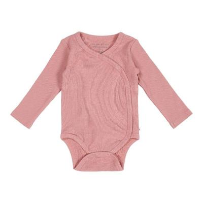 Little Dutch overslag romper lange mouw Rib Vintage Pink-74-80