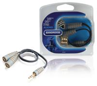 Stereo Audiokabel 3.5 mm Male - 2x 3.5 mm Female 0.20 m Blauw - thumbnail