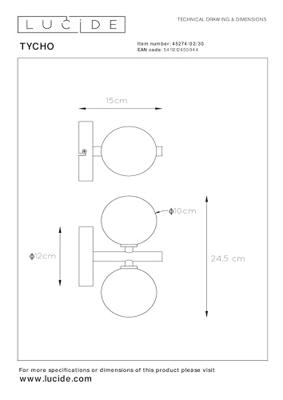 Lucide TYCHO - Wandlamp - 2xG9 - Zwart