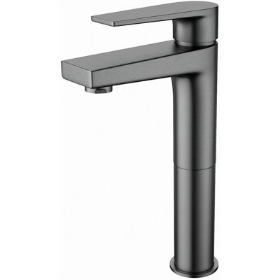 Verhoogde Wastafelkraan Opbouw Rond Gunmetal Grijs met PVD Coating