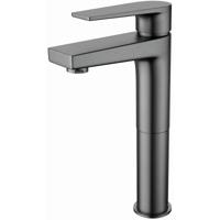 Verhoogde Wastafelkraan Opbouw Rond Gunmetal Grijs met PVD Coating - thumbnail