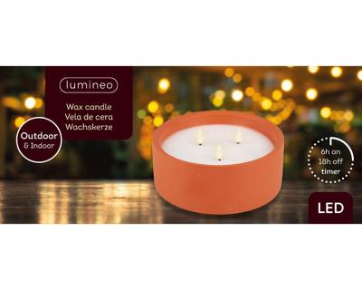 Waxkaars LED binnen/buiten 3 vlammen Lumineo - Lumineo