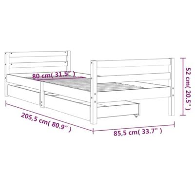 Kinderbedframe met lades 80x200 cm massief grenenhout zwart