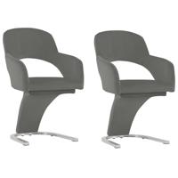 vidaXL Eetkamerstoelen 2 st fluweel grijs - thumbnail