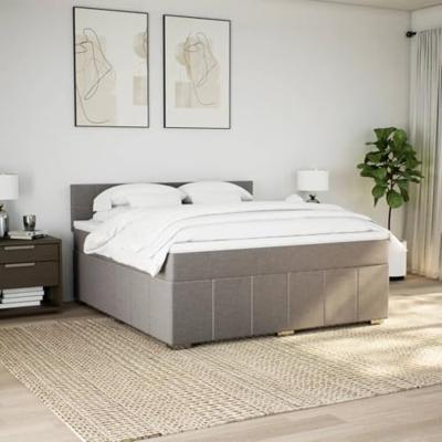 Boxspring met matras stof taupe 180x200 cm