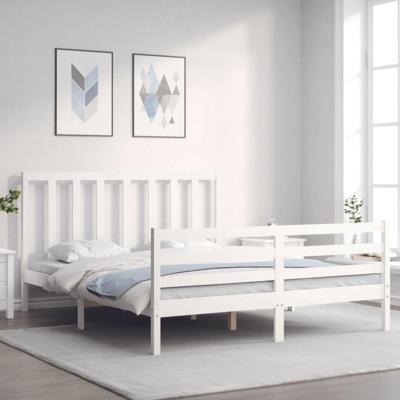 Bedframe zonder matras massief grenenhout wit 160x200 cm Bedframe zonder matras massief grenenhout wit 160x200 cm