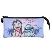 Lilo & Stitch Triple Pencil case Couple Lilac - thumbnail