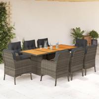 9-delige Tuinset met kussens poly rattan grijs - thumbnail