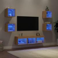 7-delige Tv-wandmeubelset met LED bewerkt hout sonoma eiken - thumbnail