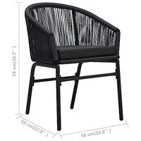 Tuinstoelen 2 st PE-rattan zwart - thumbnail