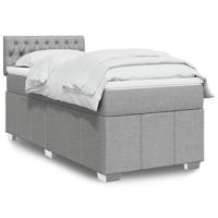 Boxspring met matras stof lichtgrijs 90x190 cm - thumbnail