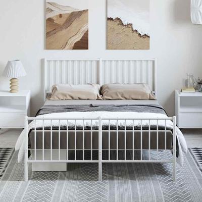 Bedframe met hoofd- en voeteneinde metaal wit 135x190 cm