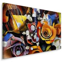 Schilderij - Bloemen in een Kubistische Stijl, Premium Print - thumbnail