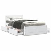 Bedframe met hoofdeinde zonder matras 100x200 cm wit - thumbnail