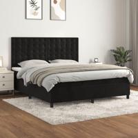 Boxspring met matras fluweel zwart 160x200 cm - thumbnail