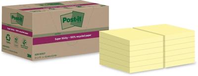 Post-it Super Sticky Notes Recycled, 70 vel, ft 47,6 x 47,6 mm, geel, pak van 12 blokken Post-it Super Sticky Notes Recycled, 70 vel, ft 47,6 x 47,6 mm, geel, pak van 12 blokken