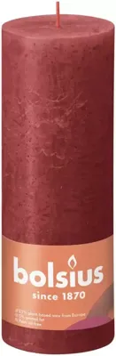 Bolsius stompkaars rustiek shine 6.8x19cm delicate red - thumbnail