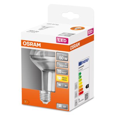 OSRAM HOMELIGHTING 4058075433304 LED-lamp Energielabel F (A - G) E27 Reflector 4.8 W = 60 W Warmwit (Ø x l) 80 mm x 105 mm 1 stuk(s) OSRAM HOMELIGHTING 4058075433304 LED-lamp Energielabel F (A - G) E27 Reflector 4.8 W = 60 W Warmwit (Ø x l) 80 mm x 105 mm 1 stuk(s)