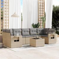 8-delige Loungeset met kussens poly rattan beige - thumbnail